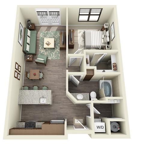 1 bedroom 1 bath Floor Plan Caldwell - Fountains Southend 1 bedroom 1 bath Floor Plan Caldwell - Fountains Southend